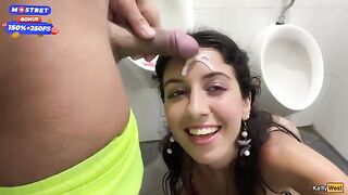 Public blowjob and cum walk by the waterfall, very risky!