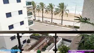 Public sex on the balcony with a stunning Latina babe