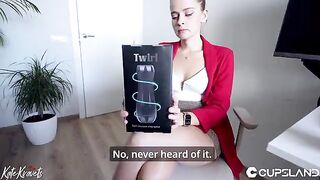 The secretary checked the new stroker while fucking with her colleague in the office