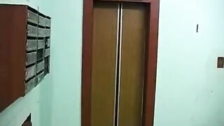 A blonde is sucking her brother's cock on the balcony eporn