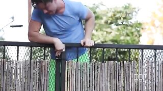 The neighbor guy fucks busty brunette with natural tits hard