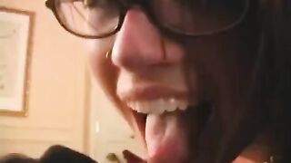 The fool enjoyed glasses and the fact that they were given to lick the penis