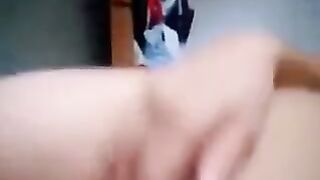 She lies, and the man swallows his sperm in her mouth