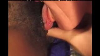 A black girl has sex with a white old man on the bed
