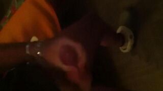 The guy caressed himself in front of the mirror with passion