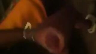 The guy caressed himself in front of the mirror with passion