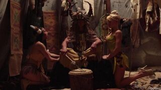 Red-skinned babes fuck with princes in a fairytale story