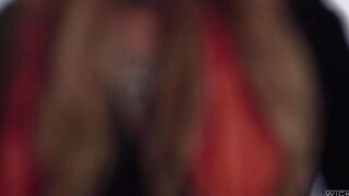 Three flaps fucked a sexy blonde in stockings, pantyhose and lingerie