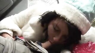 Two drunken Santa Claus individuals fucked the Snow Maiden in a wild Christmas threesome