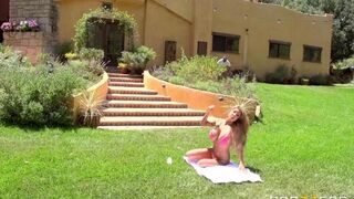 A couple has sex right on the lawn in a passionate encounter