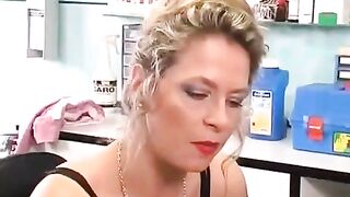 A girl with a clit piercing plays with different sex toys