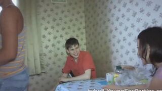 Foursome sex of two couples at home, a common occurrence in swinger circles
