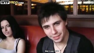 Two pick-up guys fucked recently divorced girl in the toilet of a cafe