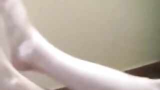 A naked sister got burned after a cigarette, her huge natural tits are amazing