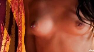 Fingered pussy of a chick with pierced nipples will make you squeal with delight