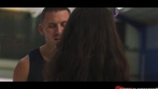 A cute girl was fucked at the hockey stadium by a fan