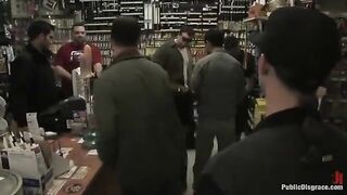 A naughty girl is being roughly fucked right in the shop
