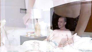 Amber Rain fucks with her husband and his friend in a threesome