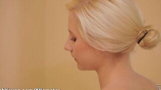 The body of a beautiful 18-year-old girl became tender after a shower