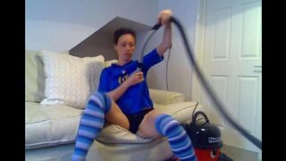 A girl came to orgasm with the help of a vacuum cleaner