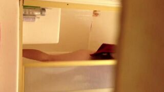 A girl took a shower and didn’t know there was a camera