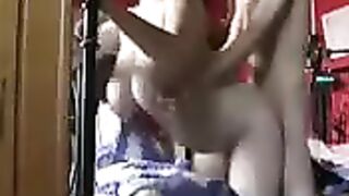 A busty woman fucked in her ass at home, showcasing intense homemade action