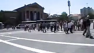 A hot girl is fucking in public place with a guy