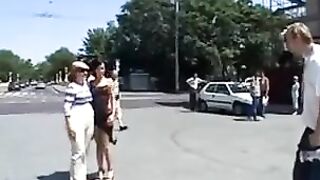 A hot girl is fucking in public place with a guy