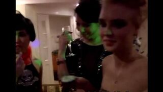 Drunk young sluts fucked at a wild group party with many participants