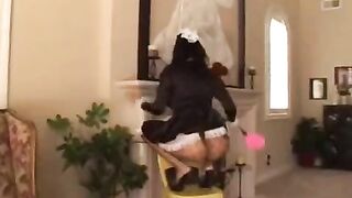 The husband fucked the housekeeper while his wife worked