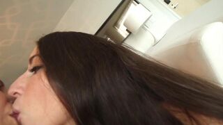 Two lesbians have fun on the couch with passionate pussy licking