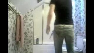 A peep show from a hidden camera in the WC bowl