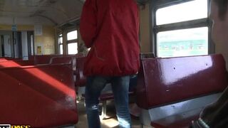 A girl was picked up at the train station and fucked by several men