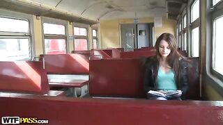A girl was picked up at the train station and fucked by several men