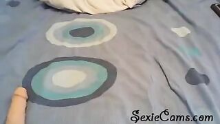 Toying around a cock while webcam is running