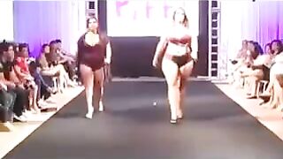 Fatty bitches running on the boardwalk and playing with cum