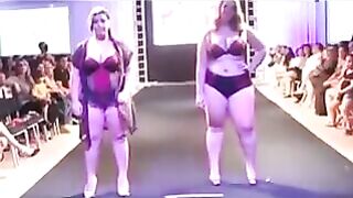 Fatty bitches running on the boardwalk and playing with cum