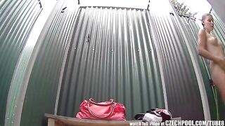 A hidden camera was secretly filming a girl in the shower