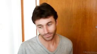 The guy came to visit his neighbor and had sex with her in the kitchen