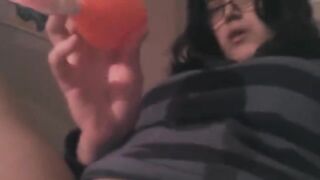 Hot brunette gets her clit stimulated with a powerful vibrator