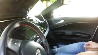 A blonde decided to please her lover in the car right away