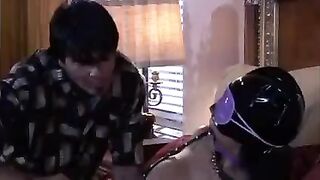 The mistress plays a BDSM game with her client, showcasing her skills