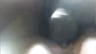 A black woman’s pussy drips with juice and she gets cum on her face