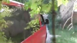 A man squeezed a woman's tits near his car and fucked her