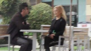 A blonde girl is getting fucked right in the car, no need to go anywhere