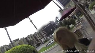 A blonde girl is getting fucked right in the car, no need to go anywhere