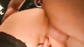 German whore gives blowjobs and fucks with a group of men