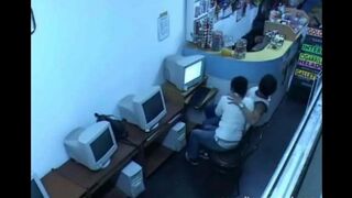 A girl was caught having sex on webcam in an internet cafe