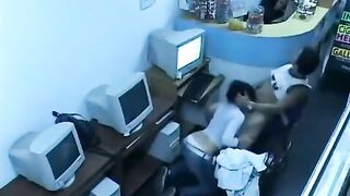 A girl was caught having sex on webcam in an internet cafe