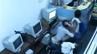 A girl was caught having sex on webcam in an internet cafe